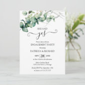 Grüne Engagement Party Einladung (Stehend Vorderseite)