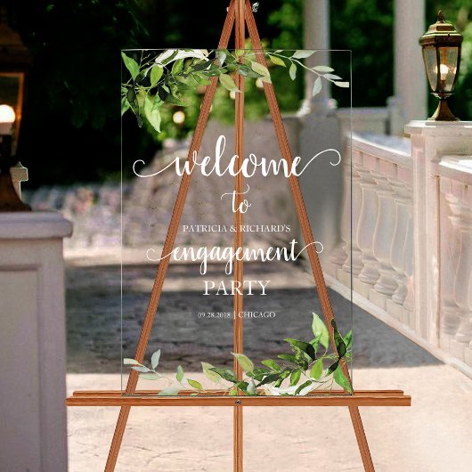 Grüne Engagement Party Willkommen Acrylschild