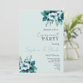 Grüne engagierte Partei für blaue und grüne Blumen Einladung (Stehend Vorderseite)
