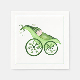 Grüne Erbsen-Babywagen und Baby Serviette