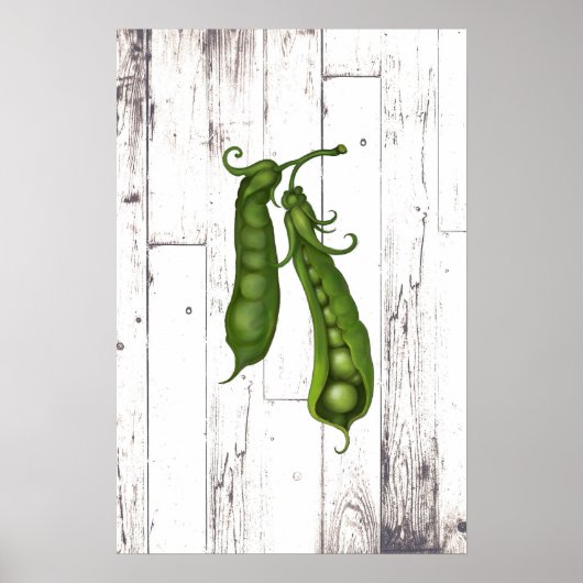 Grüne Erbsen Erbse Weiß Holz Rustikale Farmhaus Ku Poster (Vorne)