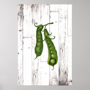 Grüne Erbsen Erbsen Weißes Holz Rustikales Bauernh Poster
