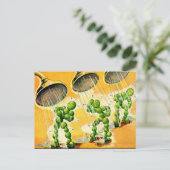 Grüne Erbsen mit Duschen Postkarte (Stehend Vorderseite)