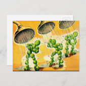 Grüne Erbsen mit Duschen Postkarte (Vorne/Hinten)