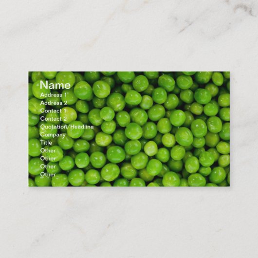 Grüne Erbsen Visitenkarte (Vorderseite)
