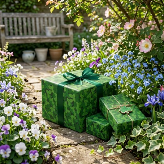 Grüne Erdbeere Verlasst Wrapping Paper Geschenkpapier