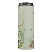 Grüne Erdbeeren Gänseblümchen Blumen Thermosbecher (Rückseite)