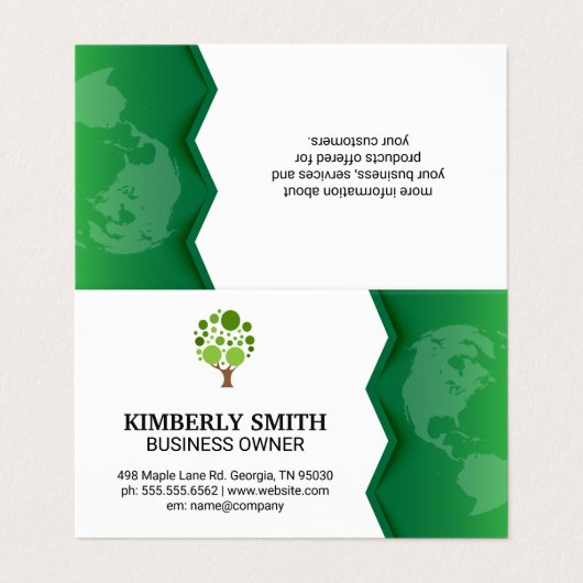 Grüne Erde | Baumsymbol Visitenkarten (Außenseite Aufgefaltet)