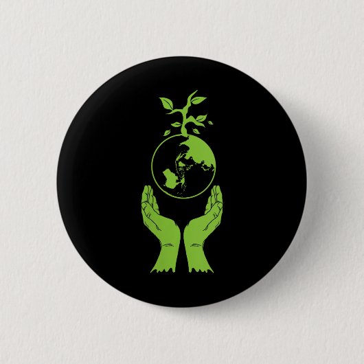 Grüne Erde des Umweltschutzes für Frauen V Button (Vorderseite)