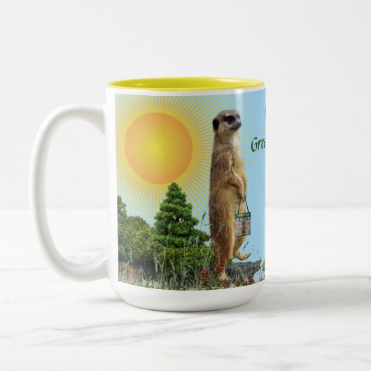 'Grüne Erde' Meerkat-Tier Zweifarbige Tasse (Links)