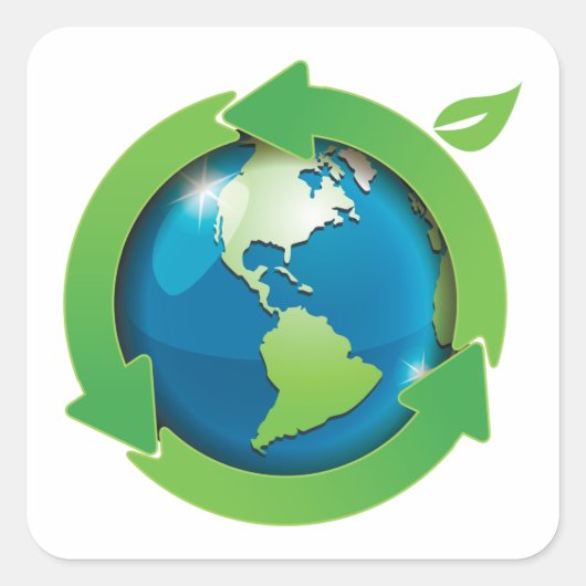 Grüne Erde Quadratischer Aufkleber (Vorderseite)