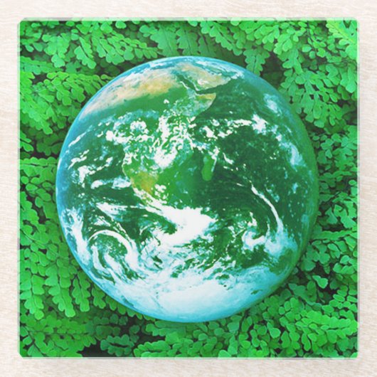 Grüne Erde - Umweltbewusstsein Glasuntersetzer (Vorderseite)