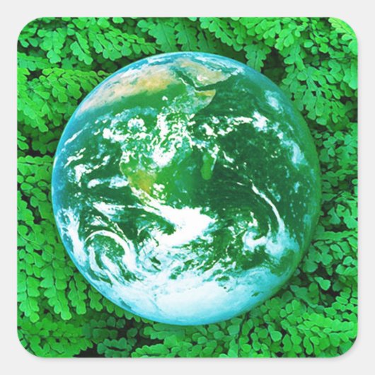 Grüne Erde - Umweltbewusstsein Quadratischer Aufkleber (Vorderseite)