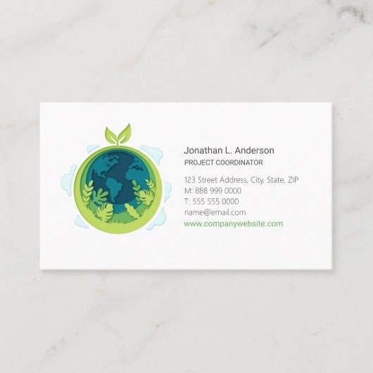 Grüne Erde Visitenkarte (Vorderseite)