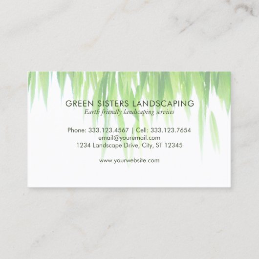 Grüne Erdfreundliche Landschaftsgestaltung Visitenkarte (Rückseite)