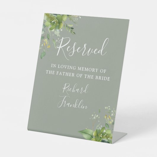 Grüne Erinnerung an die Hochzeit Sockelschild (Vorderseite)