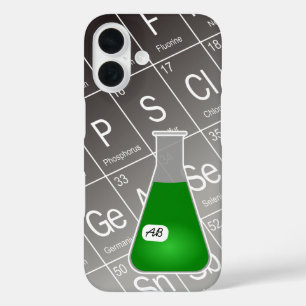 Grüne Erlenmeyer-Flasche (mit Initials) Chemie iPhone 16 Hülle