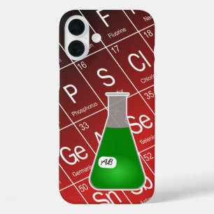 Grüne Erlenmeyer-Flasche (mit Initials) Chemie iPhone 16 Plus Hülle