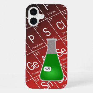 Grüne Erlenmeyer-Flasche (mit Initials) Chemie iPhone 16 Plus Hülle