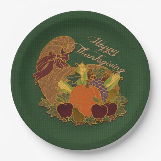 Grüne Erntedank Papier Teller (Vorderseite)