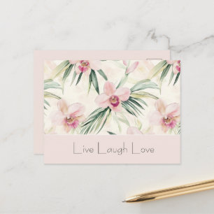 Grüne Errötende Rosa Orchideen Blumen Liebe Postkarte