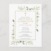 Grüne Erste Kommunion Einladung (Vorderseite)