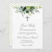 Grüne Erste Kommunion Einladung (Vorne/Hinten)
