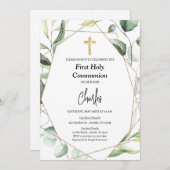 Grüne Erste Kommunion Neutral Einladung (Vorne/Hinten)
