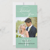 GRÜNE ERSTE SCRIPT WEDD DANK FOTOKARTE DANKESKARTE (Vorderseite)