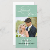 GRÜNE ERSTE SCRIPT WEDD DANK FOTOKARTE DANKESKARTE (Vorne/Hinten)