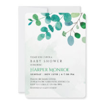 Grüne Eucalyptus Baby Dusche Einladung