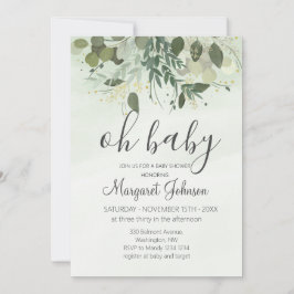 Grüne Eucalyptus Baby Dusche Einladung
