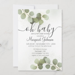 Grüne Eucalyptus Baby Dusche Einladung