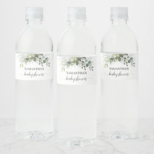 Grüne Eucalyptus Baby Dusche Wasser Flasche Etiket Wasserflaschenetikett