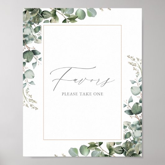 Grüne Eucalyptus Baby Duwer Favors Zeichen Poster (Vorne)