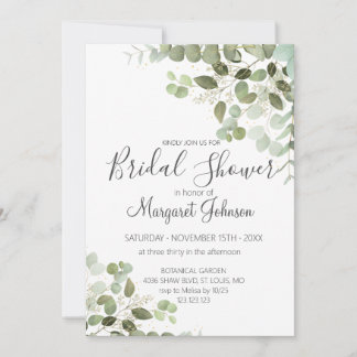 Grüne Eucalyptus Bridal Dusche Einladung
