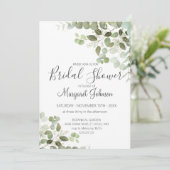 Grüne Eucalyptus Bridal Dusche Einladung (Stehend Vorderseite)