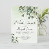 Grüne Eucalyptus Bridal Dusche Einladung (Stehend Vorderseite)