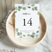 Grüne Eucalyptus Foliage Calligraphy Wedding Tischnummer
