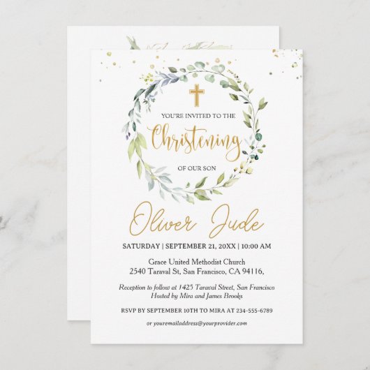 Grüne Eucalyptus Foliage Einladung (Vorne/Hinten)