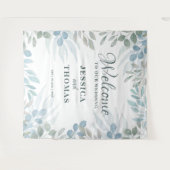 Grüne Eucalyptus Foliage Wedding Willkommen Wandteppich (Vorderseite (Horizontal))