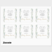 Grüne Eucalyptus Kleine Elephant Babydusche Quadratischer Aufkleber (Blatt)