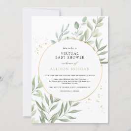 Grüne Eucalyptus Virtual Baby-Dusche Einladung