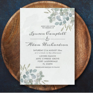 Grüne Eucalyptus Watercolor Einladung zur Hochzeit