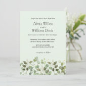 Grüne Eucalyptus Wedding Einladung (Stehend Vorderseite)