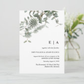 Grüne Eukalyptus Aquarellhochzeit Einladung (Stehend Vorderseite)
