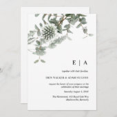 Grüne Eukalyptus Aquarellhochzeit Einladung (Vorne/Hinten)