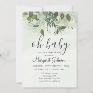 Grüne Eukalyptus-Baby-Shower-Einladung Einladung