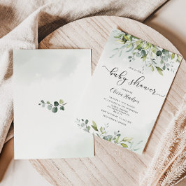 Grüne Eukalyptus Babydusche Einladung