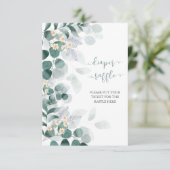 Grüne Eukalyptus Babydusche-Windeln Tombola Begleitkarte (Stehend Vorderseite)
